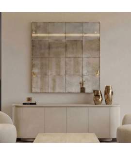 Espejo en Cuadriculas Marco Dorado 100 cm Serie Ainans