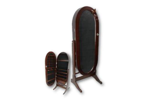 Espejo Joyero Oval Color Nogal Serie Acrisan