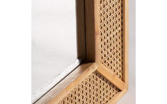 Espejo Madera Ratan Estilo Contemporaneo Serie Azetel