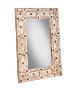 Espejo Madera Tallada Adornos Metalicos Dorados Arretia Espejo Madera Tallada Adornos Metalicos Dorados Arretia