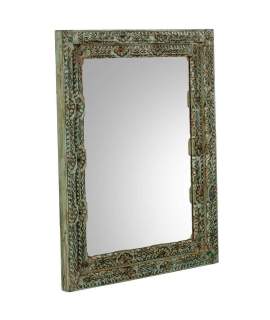 Espejo Madera Tallada Rustica 80 X 100 Azul Desgastado Arretia Espejo Madera Tallada Rustica 80 X 100 Azul Desgastado Arretia