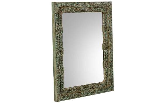 Espejo Madera Tallada Rustica 80 X 100 Azul Desgastado Arretia Espejo Madera Tallada Rustica 80 X 100 Azul Desgastado Arretia