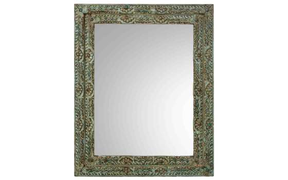 Espejo Madera Tallada Rustica 80 X 100 Azul Desgastado Arretia Espejo Madera Tallada Rustica 80 X 100 Azul Desgastado Arretia