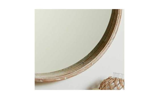 Espejo Marco Madera Rustica Redondo Serie Adisla