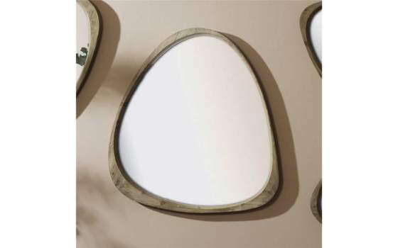 Espejo Marco Madera Rustica Triangular Abstracto Serie Adisla