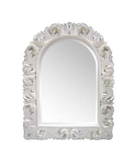 Espejo Medio Arco Tallado Clasico Blanco Decape Diriast