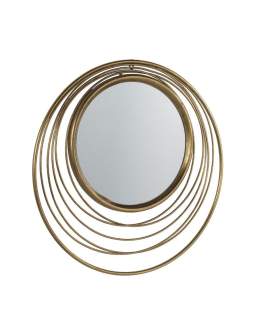 Espejo Mural Aros de Acero Dorado Diseño Actual Serie Alcora