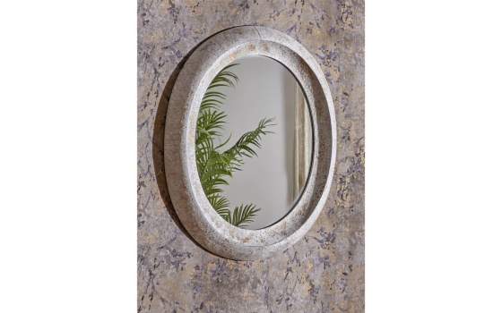 Espejo Oval Metal Oro Blanco de 65 X 79 Serie Enfini