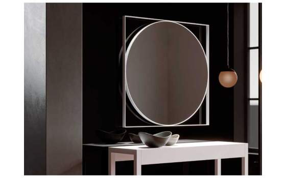 Espejo Recibidor Estilo Moderno Pletina Acero Serie Athose