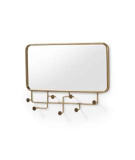 Espejo Rectangular Clasico Oro Con Perchero Serie Abetriz