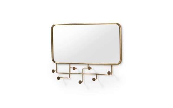 Espejo Rectangular Clasico Oro Con Perchero Serie Abetriz