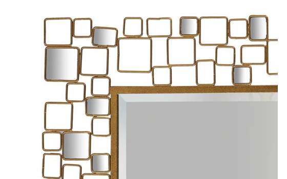 Espejo Rectangular Marco Metal Dorado Serie Akiane