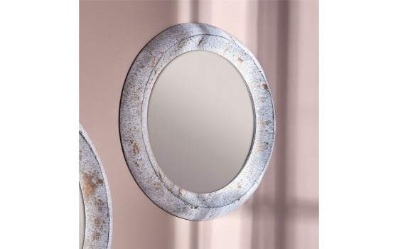 Espejo Redondo de 60 Diametro Metal Oro Blanco Serie Enfini