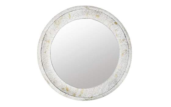 Espejo Redondo de 60 Diametro Metal Oro Blanco Serie Enfini