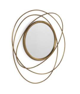 Espejo Redondo Decoracion Acero Dorado Serie Alcora