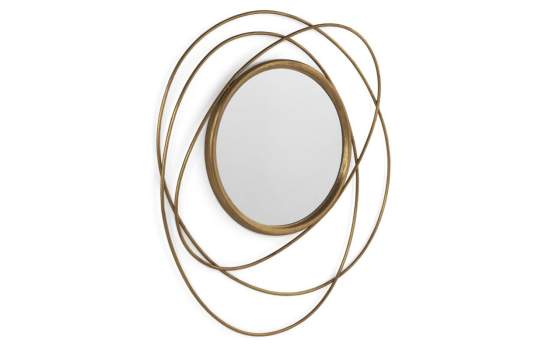 Espejo Redondo Decoracion Acero Dorado Serie Alcora