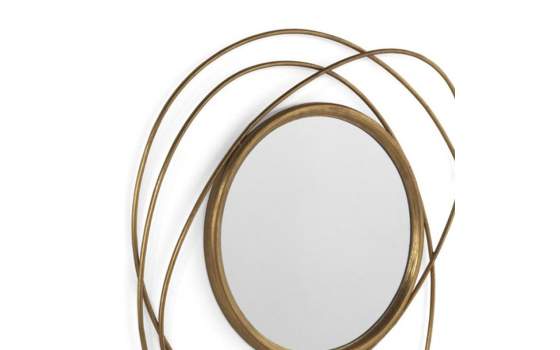 Espejo Redondo Decoracion Acero Dorado Serie Alcora