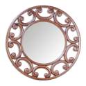 Espejo Redondo Decoracion Tallado Calado Nogal Albergaria