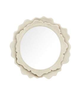 Espejo Redondo Flor Metal Beige 100 cm - Serie Aqua