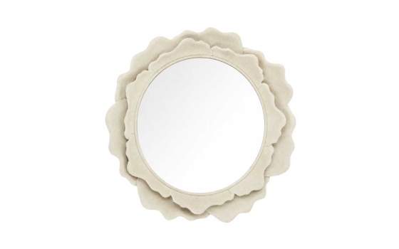 Espejo Redondo Flor Metal Beige 100 cm - Serie Aqua