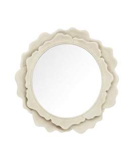 Espejo Redondo Flor Metal Beige 83 cm - Serie Aqua