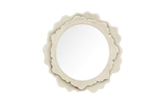 Espejo Redondo Flor Metal Beige 83 cm - Serie Aqua