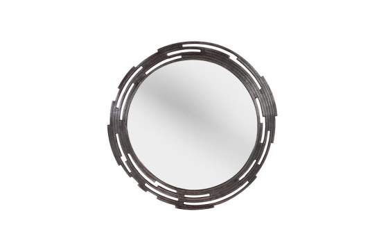 Espejo Redondo Industrial Aluminio Bronce Rustico Collum