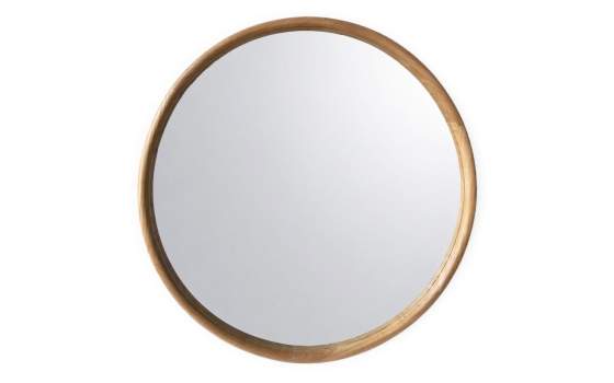 Espejo Redondo Madera 80 cm Acabado Natural - Serie Abrey