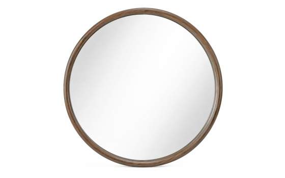 Espejo Redondo Madera 80 cm Color Nogal - Serie Abrey