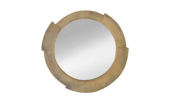 Espejo Redondo Madera Metal Dorado Serie Ariane