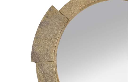Espejo Redondo Madera Metal Dorado Serie Ariane