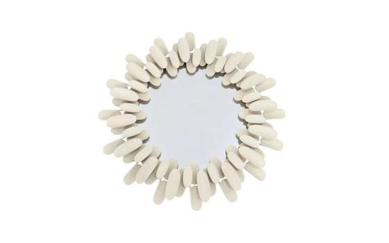 Espejo Redondo Ovalos Metal Beige 82 cm - Serie Aqua
