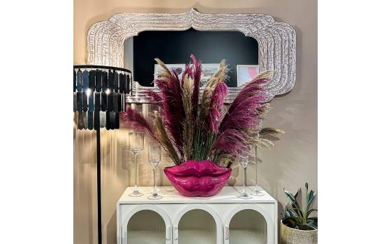 Espejo Rustico Tallado en Surcos Blanco Decape Serie Adelfo