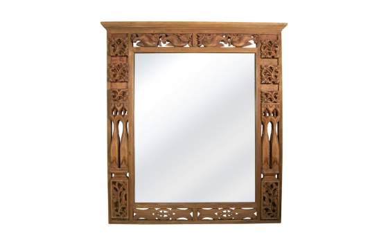 Espejo Tallado Rustico Madera de Teca Reciclada Serie Arilk