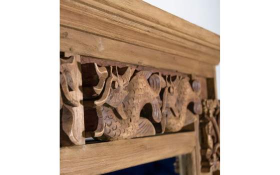 Espejo Tallado Rustico Madera de Teca Reciclada Serie Arilk