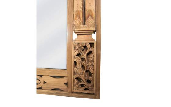 Espejo Tallado Rustico Madera de Teca Reciclada Serie Arilk