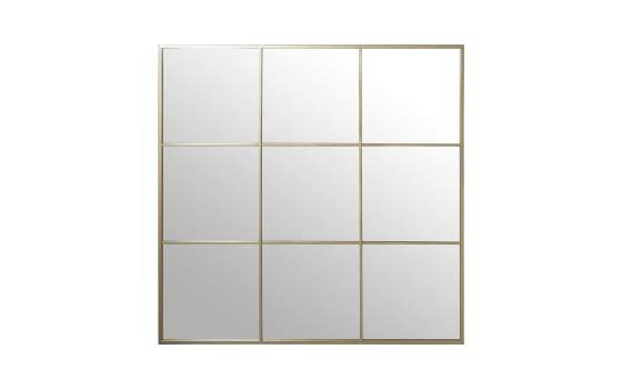 Espejo Ventana Cuadrado 120 Marco Metalico Dorado Traison