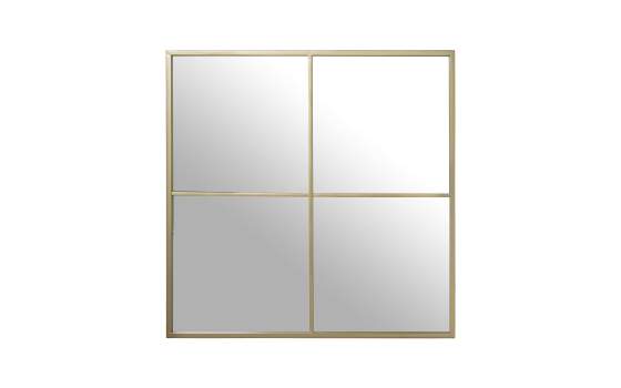 Espejo Ventana Cuadrado Marco Acero Dorado Serie Traison
