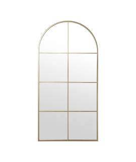 Espejo Ventana Semicircular Marco Acero Dorado Serie Traison