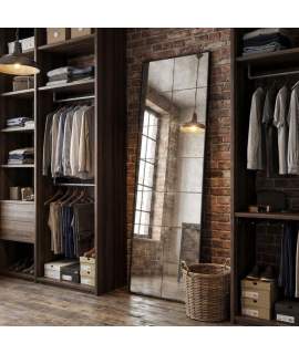 Espejo Vestidor Alto Cuadriculas Marco Negro Serie Ainans