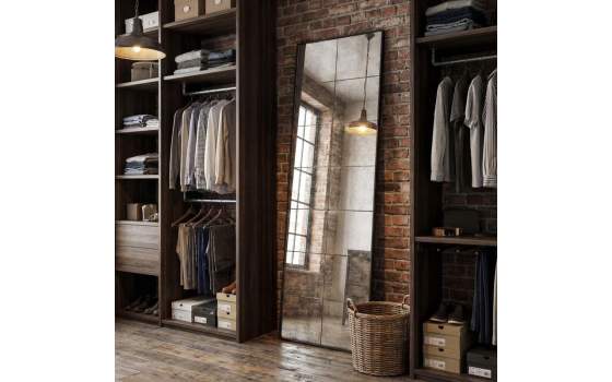 Espejo Vestidor Alto Cuadriculas Marco Negro Serie Ainans