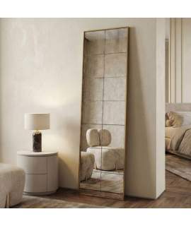 Espejo Vestidor Alto Cuadriculas Marco Oro Serie Ainans