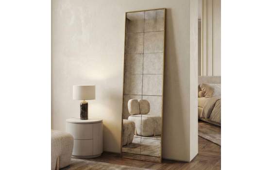 Espejo Vestidor Alto Cuadriculas Marco Oro Serie Ainans