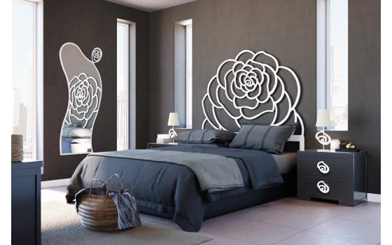 Espejo Vestidor Alto Diseño Actual Motivo Floral Serie Rosa