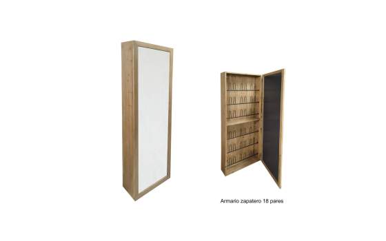 Espejo Vestidor con Zapatero Madera Natural Serie Mirijan