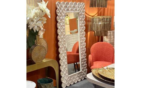 Espejo Vestidor Rustico Tallado Blanco Decape Serie Adelfo