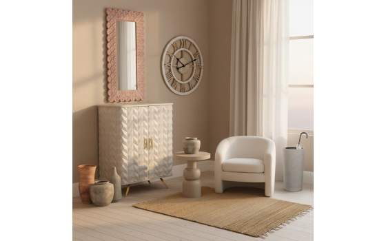 Espejo Vestidor Rustico Tallado Blanco Decape Serie Adelfo