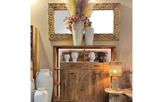 Espejo Vestidor Rustico Tallado  Etnico Serie Adelfo