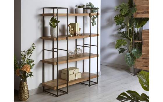 Estanteria 4 Baldas Madera Acacia Estilo Industrial Kadasta