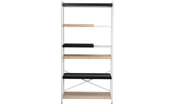 Estanteria Acero Blanco Bandejas Madera Negra  Natural Datros